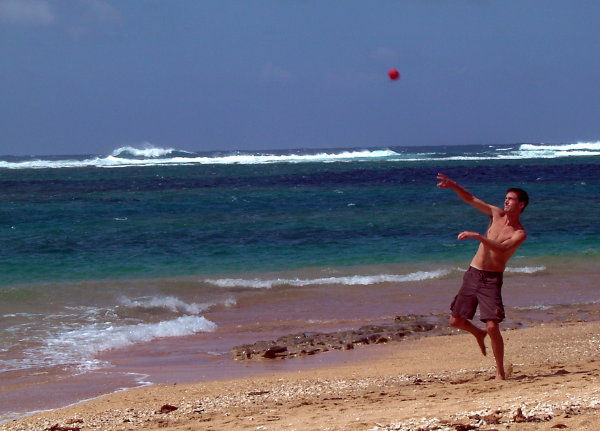 football on the beach