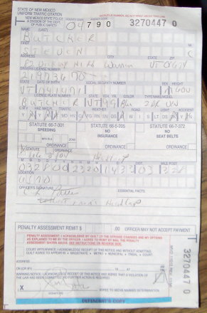 ticket in Roswell NM